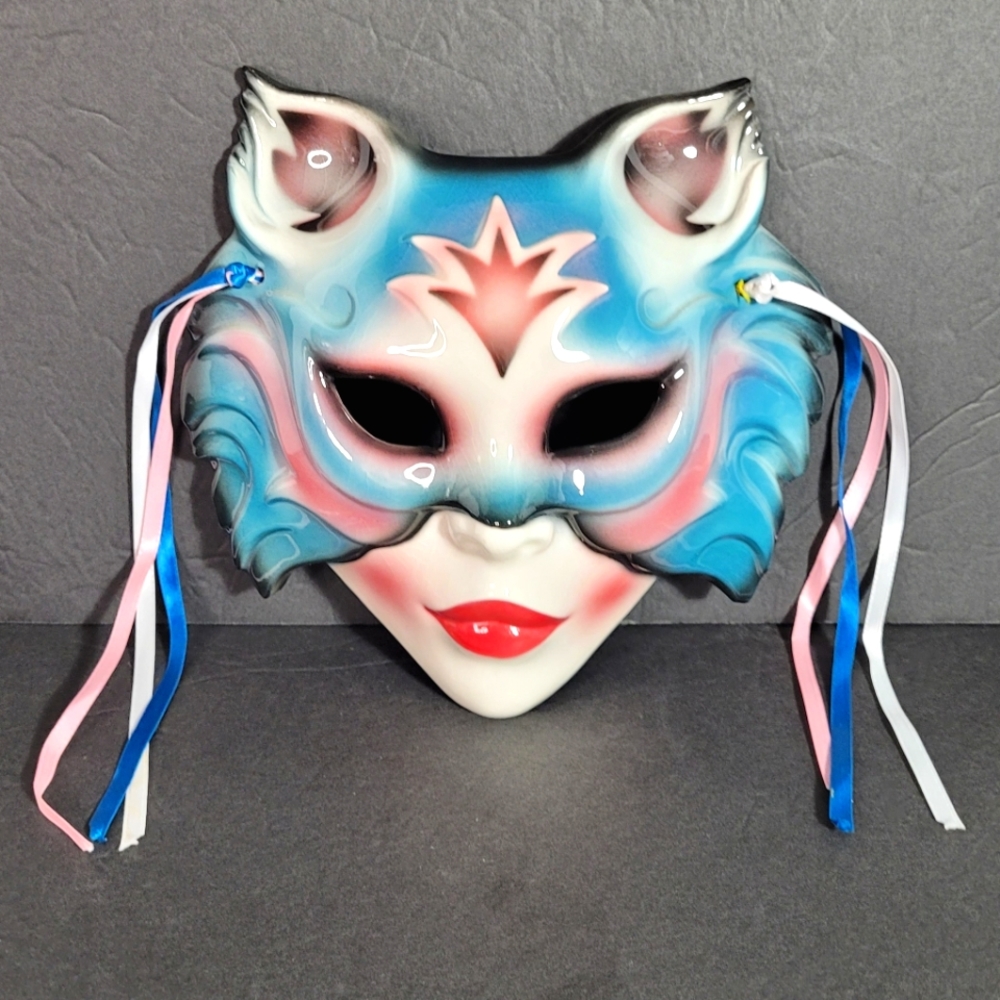 Vintage Ceramic Cat Fox Face Mask Clay Art San Francisco 1988